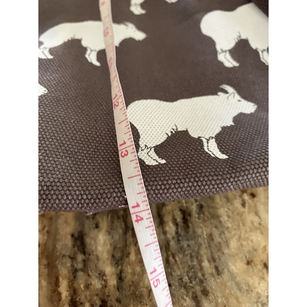 BAGGU Large Canvas Brown And White Mountain Goat Pattern Print Tote Bag Travel - Picture 11 of 12